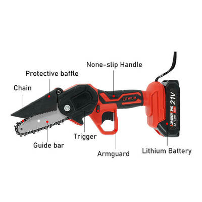 Mini Single-handled Saw Wireless Household Lithium Battery Chain Saw Hand-held Chainsaw