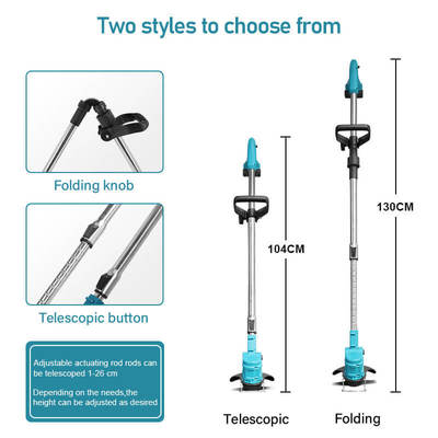 Portable Electric Brush Cutter Battery Operated Cordless Grass Trimmer for Backyard Lawn Cleaning