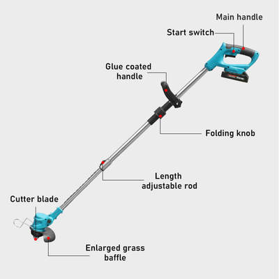Portable Battery Brush Cutter Cordless Electric Grass Trimmer Lightweight Lawn Cutting Equipment