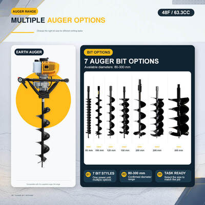 51.7cc 63.3cc Gas Powered Earth Auger Machine with Drill Bit for Fence Post Digging